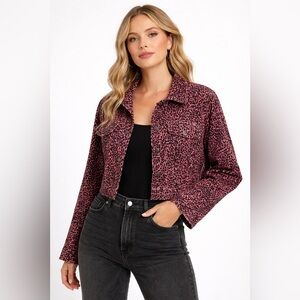 Anthracite Pink Leopard Print Button Up Top Size 16 Snap Front